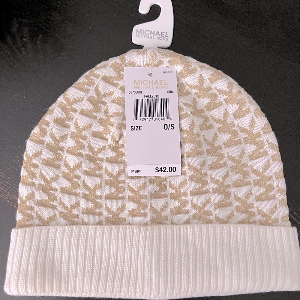 Kors Michael kors Brand new white/beige with gold beanie. - Picture 1 of 2
